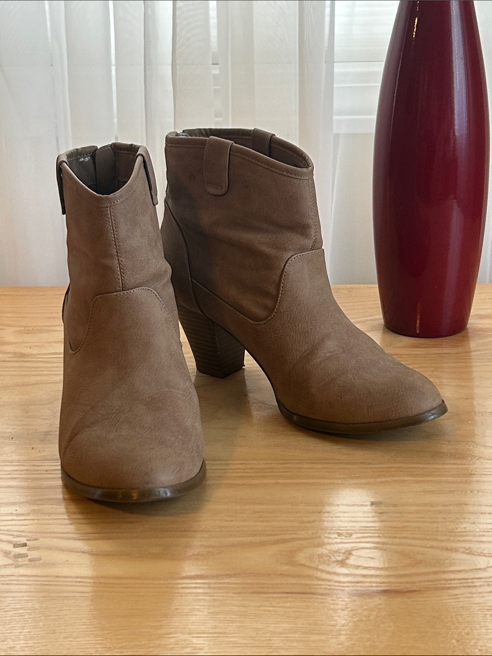 Women's Taupe Ankle Booties - Stylish Heeled Boot